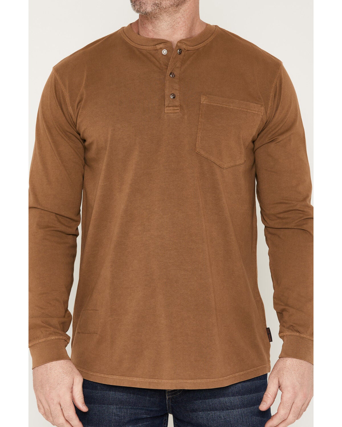 Image #3 - Cody James Men's FR Roughneck Solid Long Sleeve Snap Henley Work Shirt, Khaki, hi-res