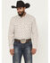 Image #1 - RANK 45&reg; Men's Romans Medallion Print Long Sleeve Snap Performance Western Shirt, White, hi-res