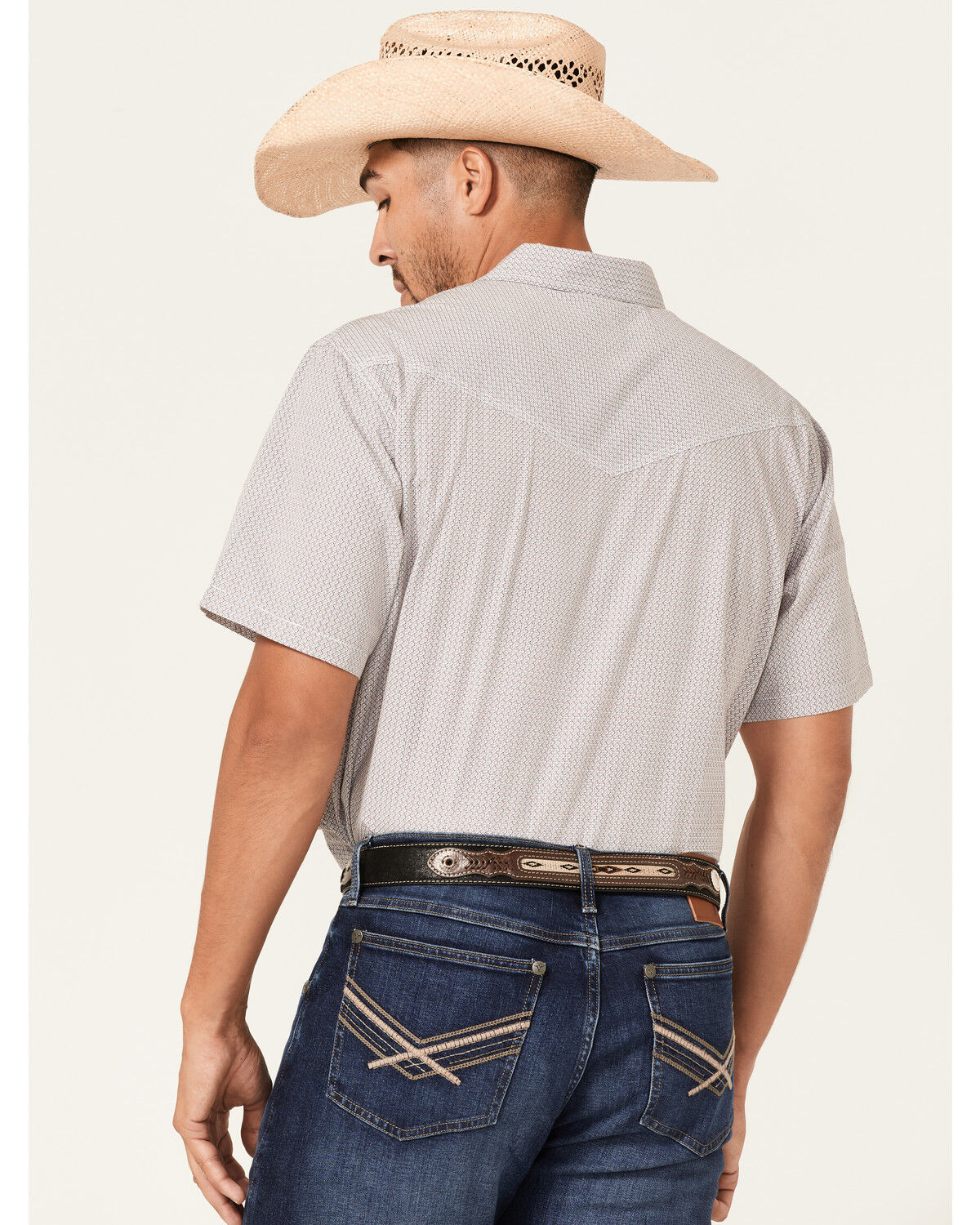 Image #4 - Moonshine Spirit Men's Static Geo Print Short Sleeve Snap Western Shirt, White, hi-res