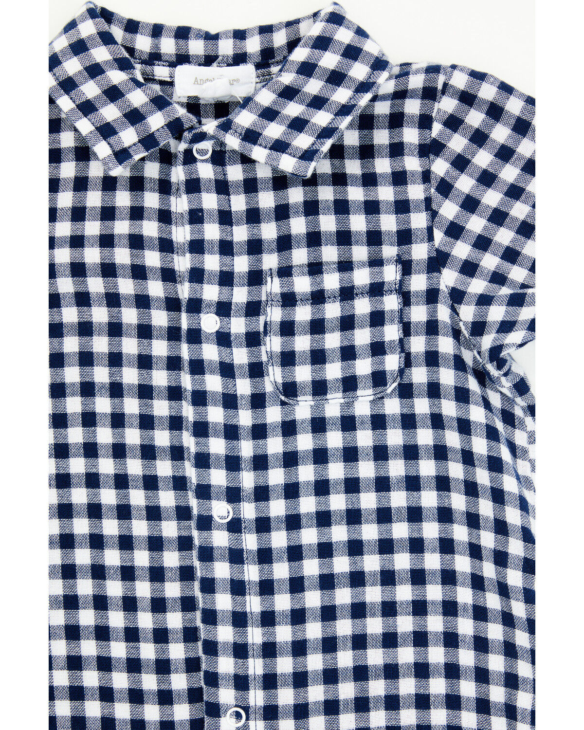 Image #2 - Angel Dear Infant Boys' Gingham Short Sleeve Snap Onesie, Blue, hi-res