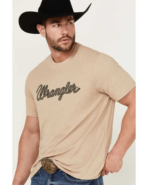 Image #2 - Wrangler Men's Rope Logo Short Sleeve Graphic Print T-Shirt , Tan, hi-res