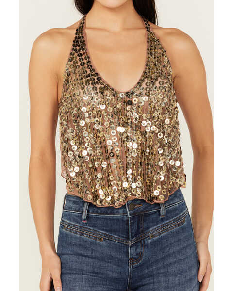 Image #3 - Free People Women's All That Glitters Tank , Gold, hi-res