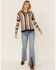 Image #1 - Panhandle Women's Striped Boho Hooded Sweater, Cream, hi-res
