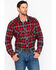 Rock & Roll Denim Men's Yarn Dye Satin Plaid Print Long Sleeve Western Shirt , Red, hi-res