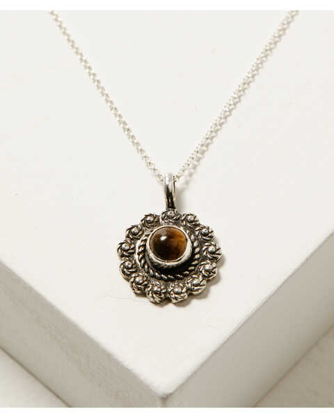 Image #2 - Broken Arrow Jewelry Women's Flower Concho Necklace , Silver, hi-res