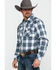 Image #3 - Rock 47 By Wrangler Men's Black Embroidered Plaid Long Sleeve Western Shirt  , , hi-res