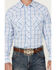 Image #3 - Wrangler 20X Men's Plaid Print Long Sleeve Snap Stretch Western Shirt, Blue, hi-res