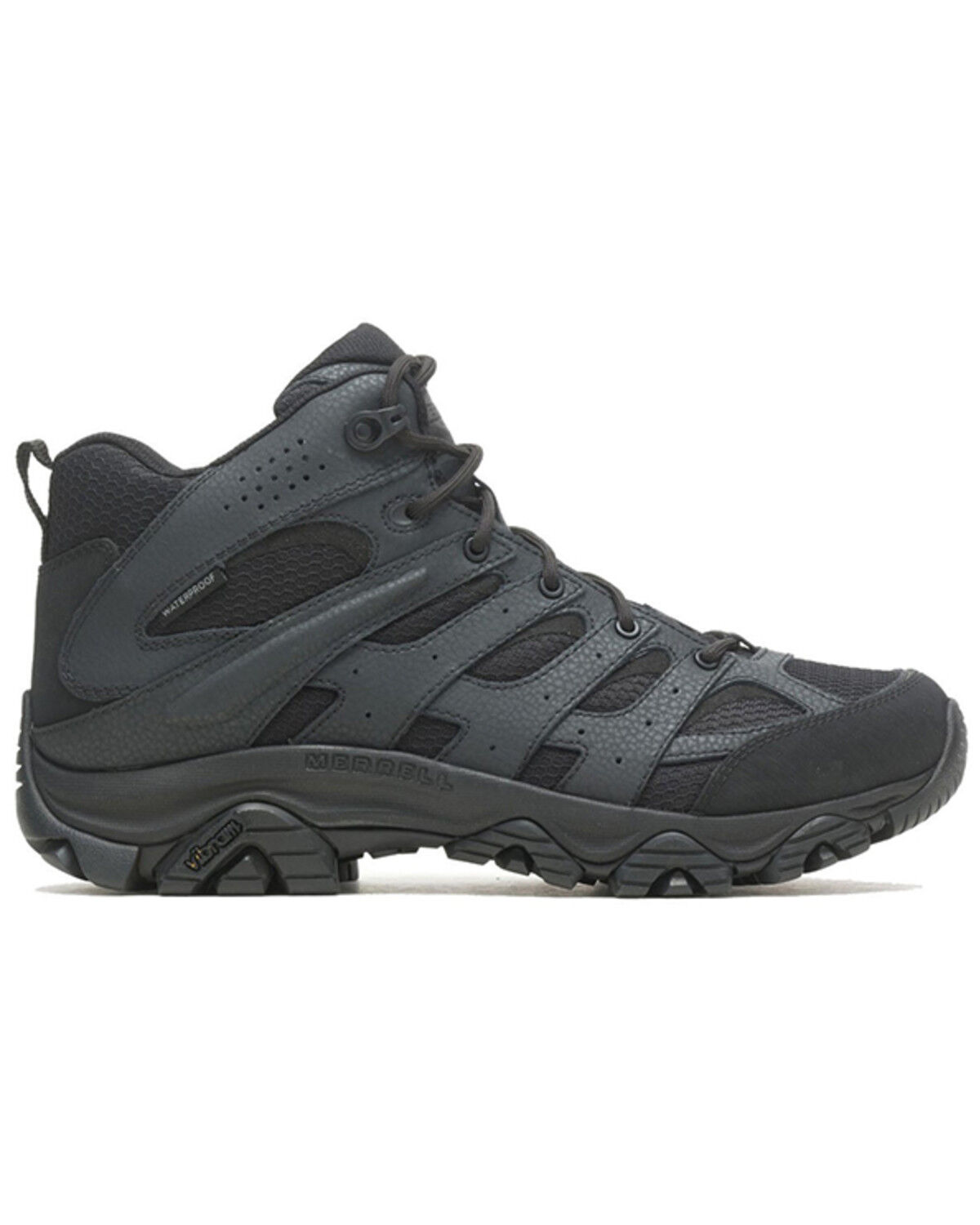 Image #2 - Merrell Men's Moab 3 Mid Tactical Waterproof Boots - Soft Toe, Black, hi-res