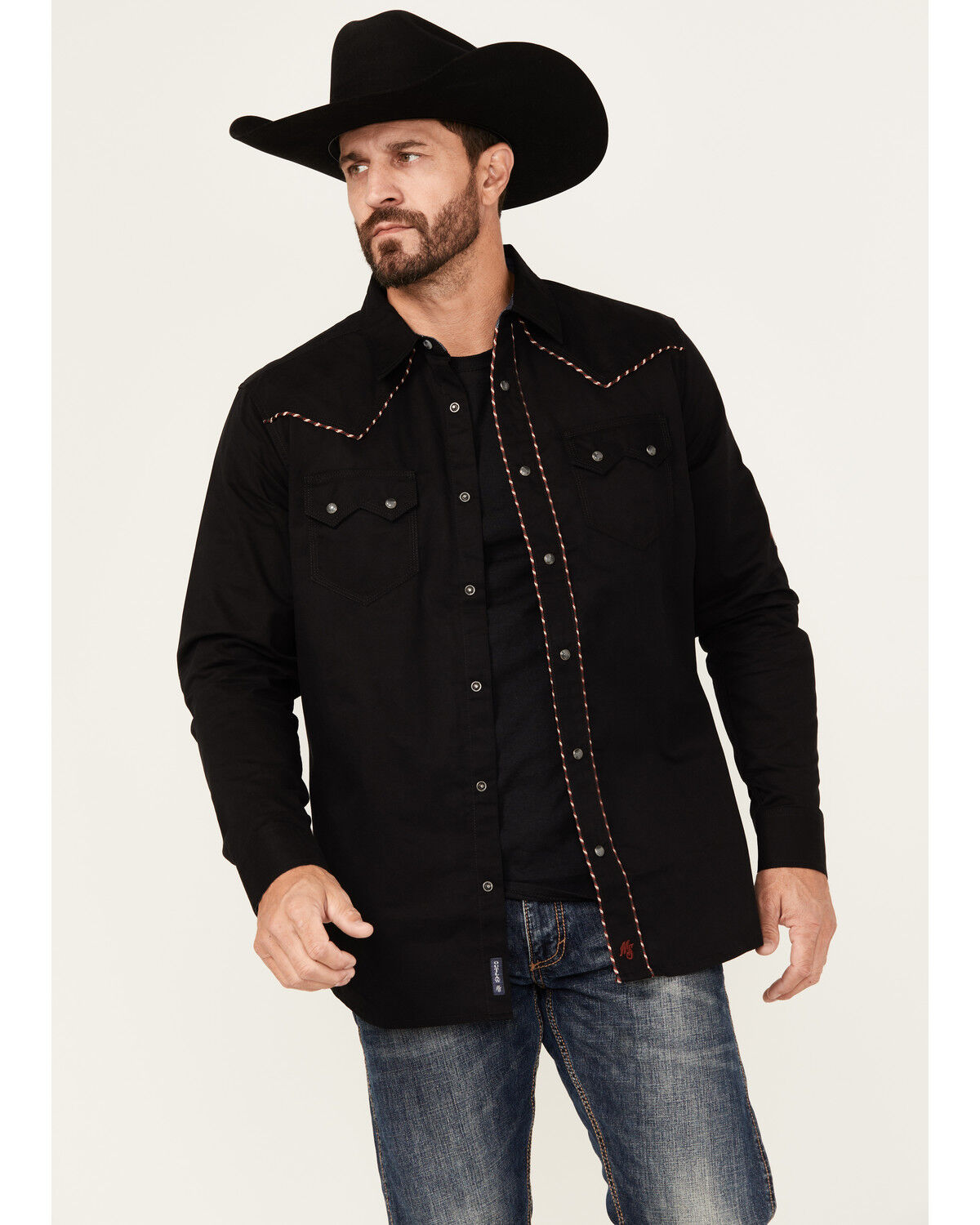 Image #1 - Moonshine Spirit Men's Trail Blazer Long Sleeve Snap Western Shirt, Black, hi-res