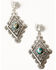 Image #2 - Shyanne Women's Mystic Summer Etched Concho Earrings, Silver, hi-res