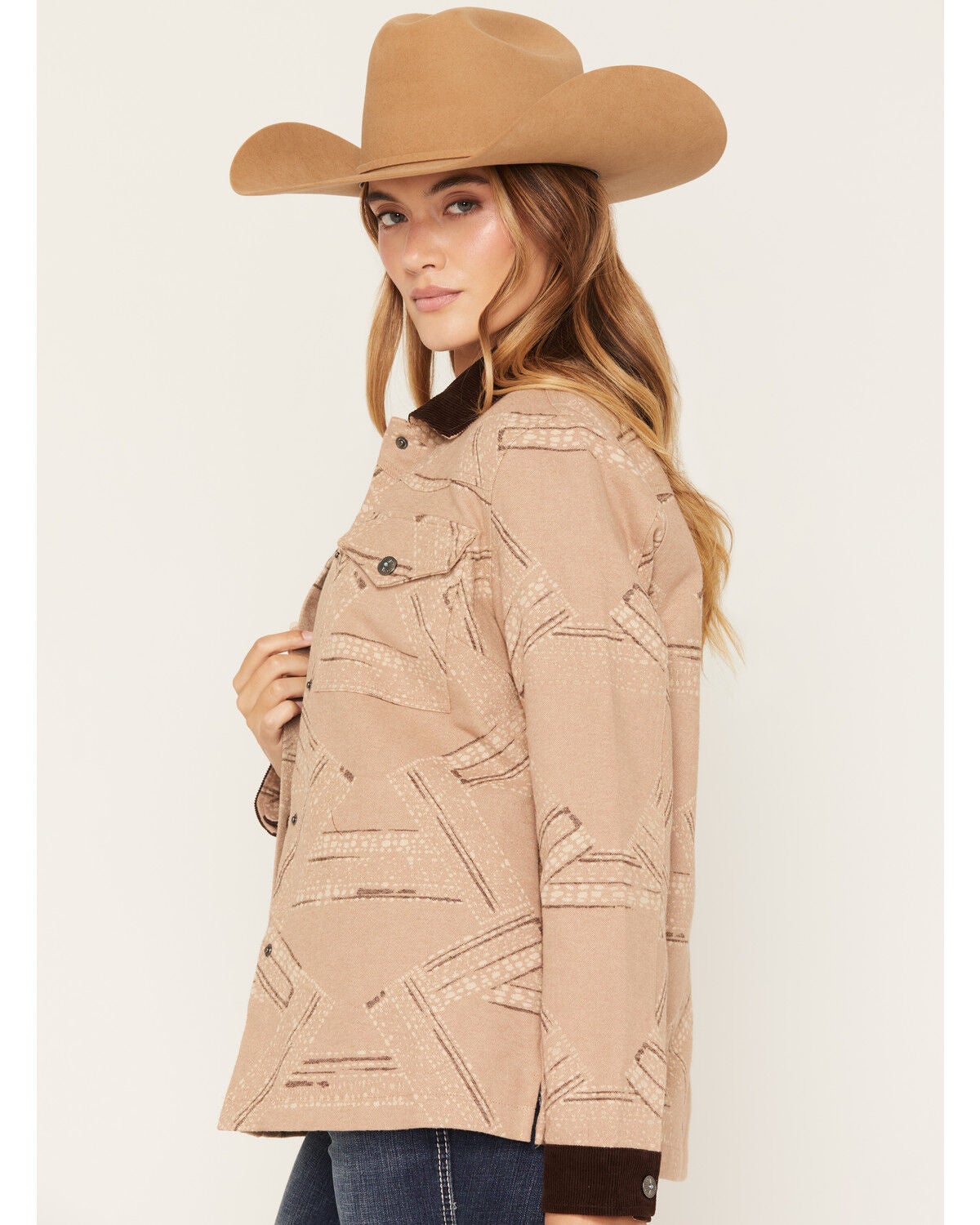 Image #2 - Shyanne Women's Broncfire Southwestern Print Shacket, Khaki, hi-res