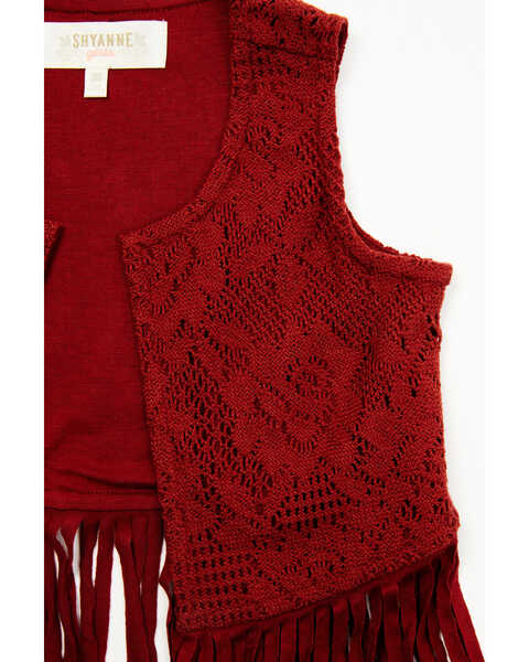 Image #2 - Shyanne Toddler Girls' Lace Fringe Vest, Brick Red, hi-res