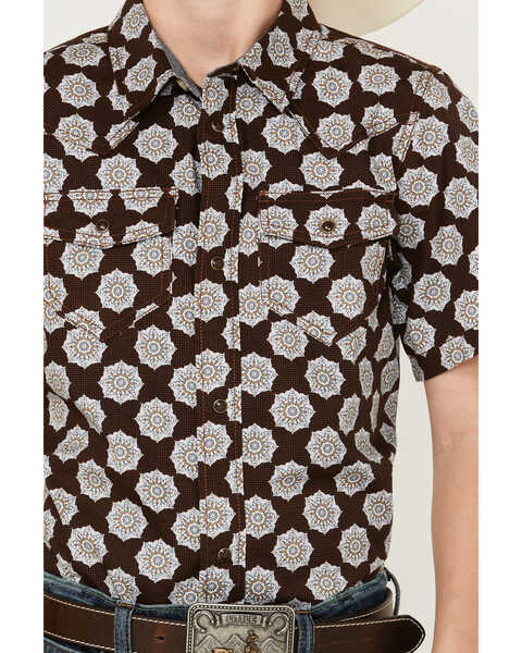 Image #3 - Cody James Boys' Medallion Print Short Sleeve Snap Western Shirt, Multi, hi-res