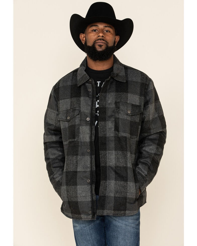 Stetson Men's Original Rugged Grey Buffalo Plaid Brushed Shirt Jacket