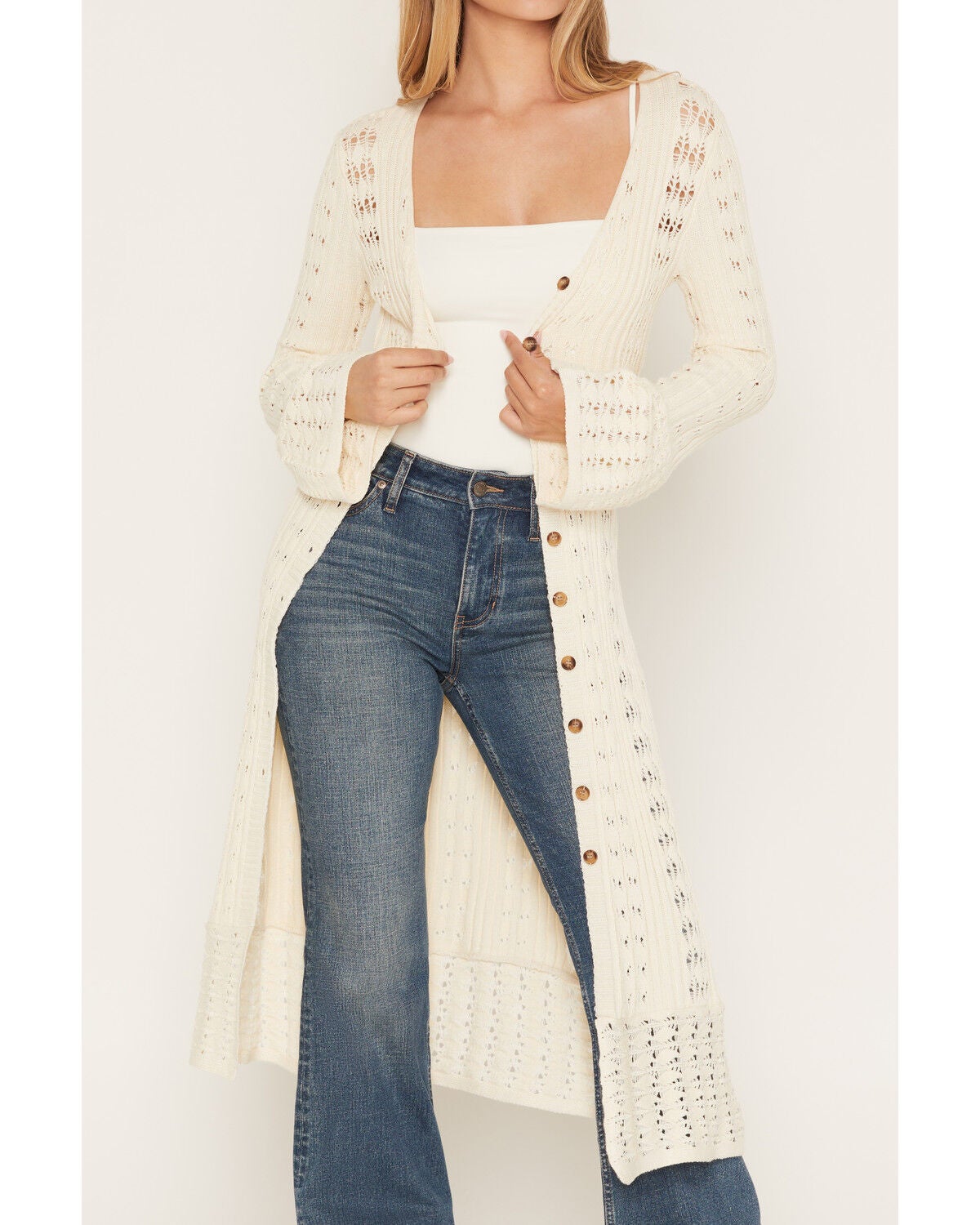 Image #3 - Cleo + Wolf Women's Duster Cardigan, Natural, hi-res