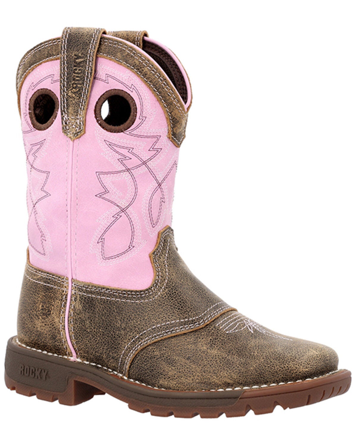 Rocky Girls' Legacy 32 Waterproof Western Boots - Broad Square Toe, Pink, hi-res