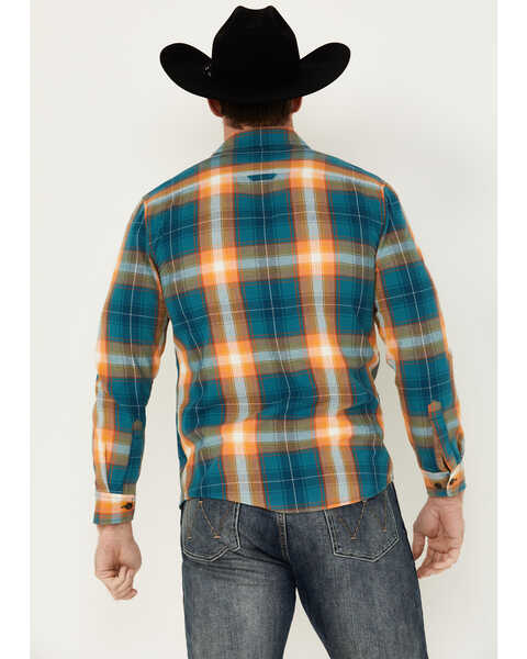 Image #4 - Pendleton Men's Beach Shack Plaid Print Long Sleeve Button-Down Western Shirt , Teal, hi-res