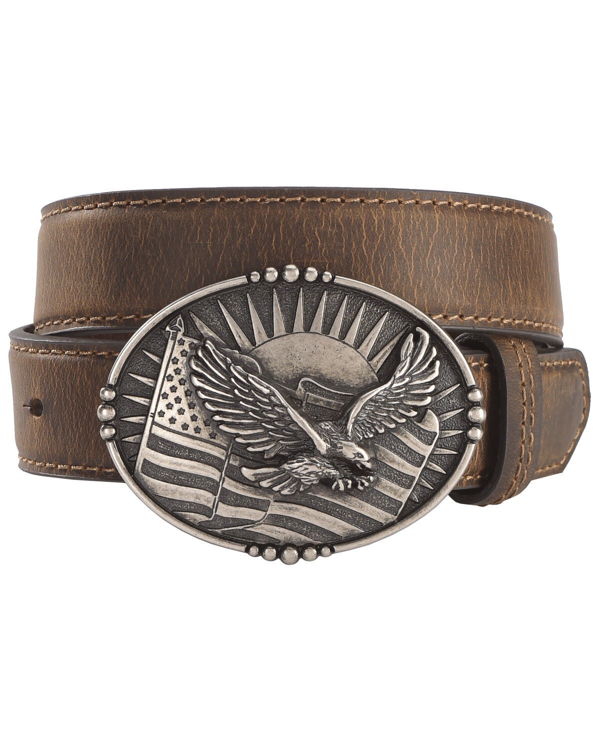 Cody James Boys' Eagle Flag Belt, Brown, hi-res