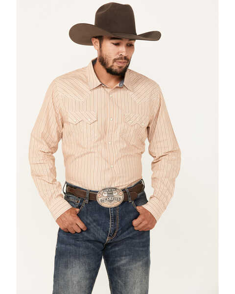 Cody James Men's Reckoning Striped Print Long Sleeve Snap Western Shirt, Ivory, hi-res
