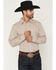 Image #1 - Gibson Trading Co Men's Arrowline Geo Stripe Print Long Sleeve Button-Down Western Shirt - Tall, White, hi-res