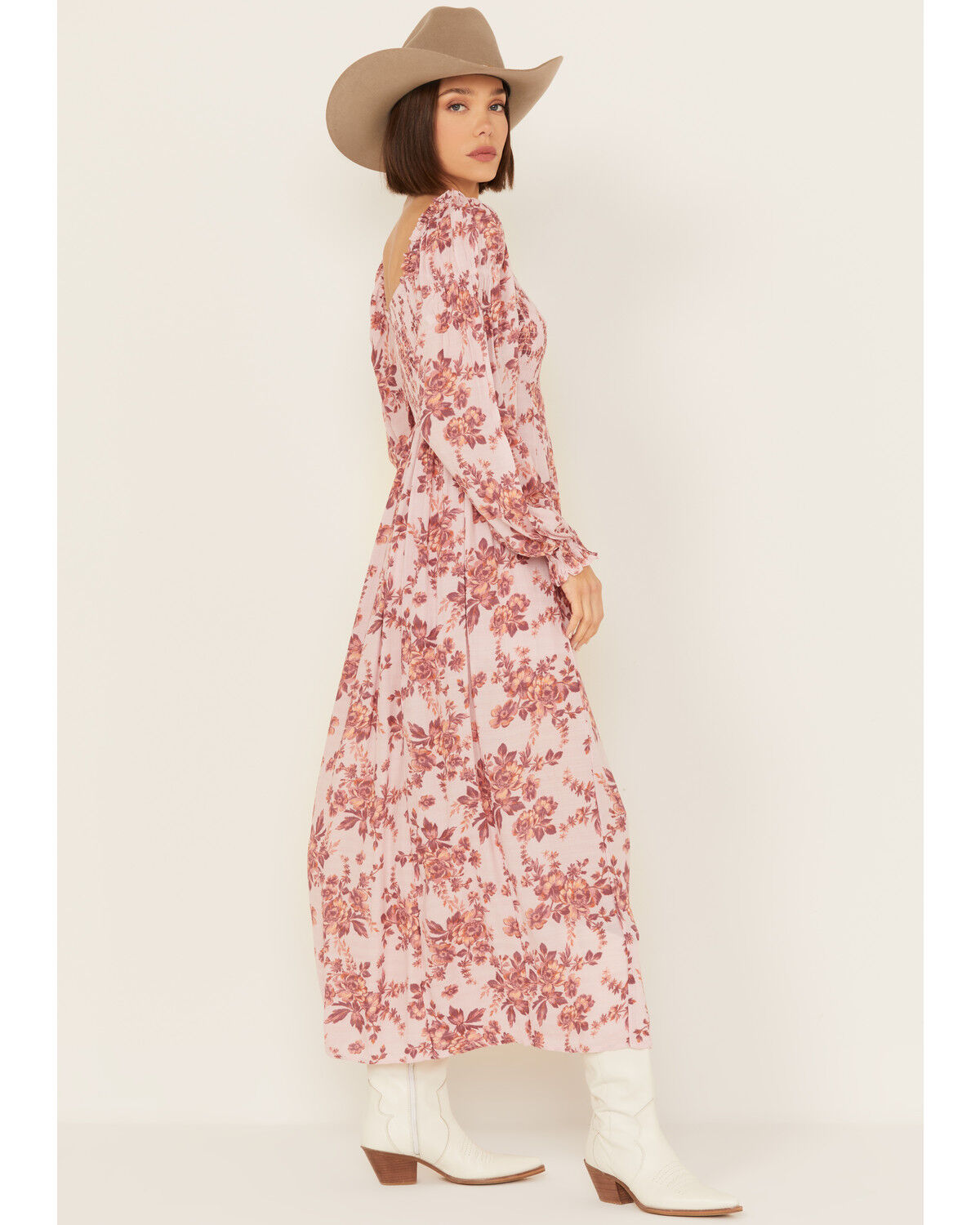 Image #3 - Free People Women's Jaymes Floral Print Long Sleeve Midi Dress, Light Purple, hi-res