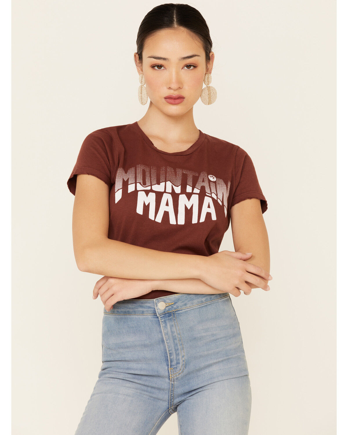 Image #1 - Bandit Brand Women's Rust Mountain Mama Graphic Tee, Rust Copper, hi-res