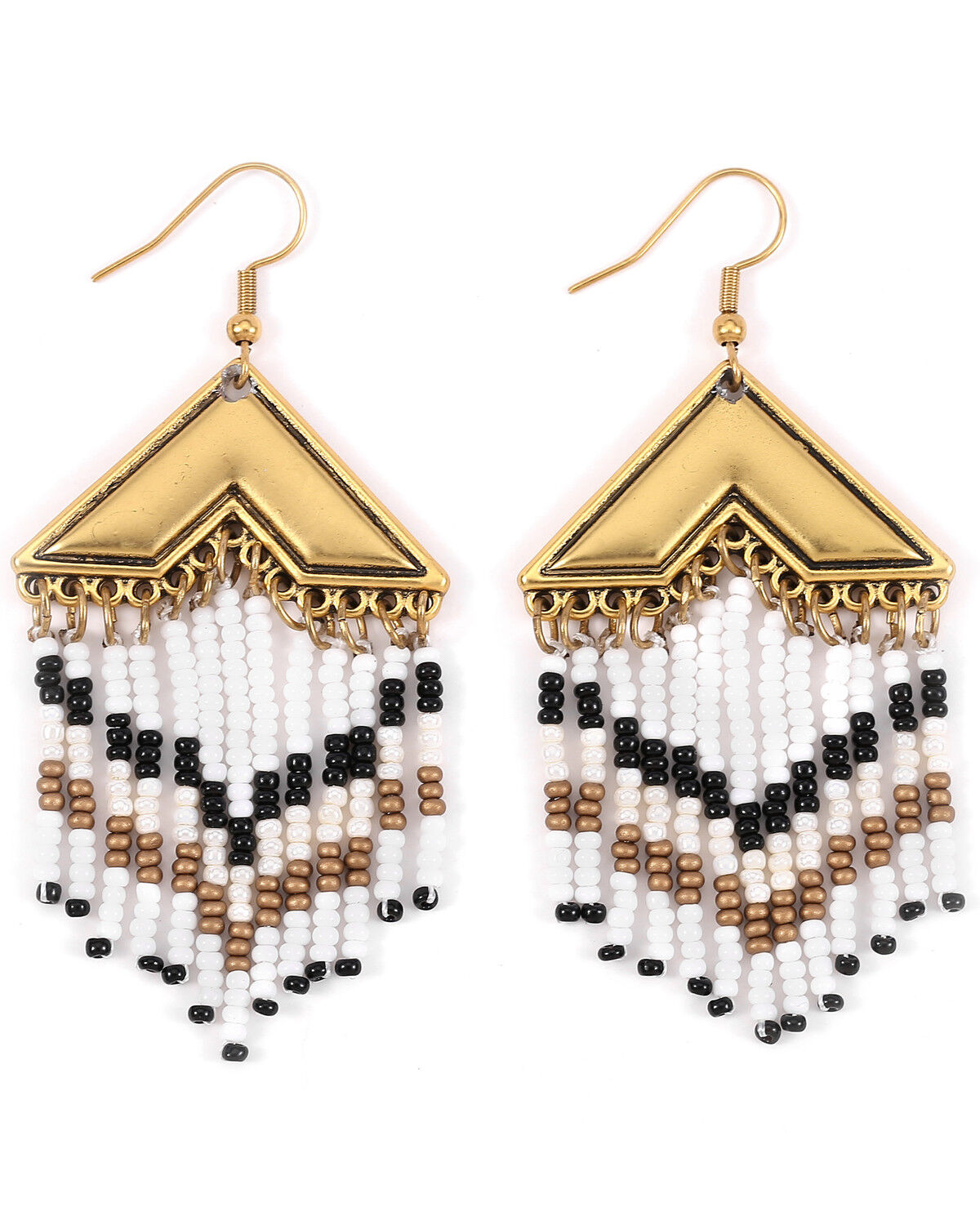 Image #1 - Cowgirl Confetti Women's Carrying The Stars Beaded Fringe Earrings, Silver, hi-res