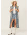 Image #1 - Veveret Women's Pearl Long Denim Vest, Medium Wash, hi-res