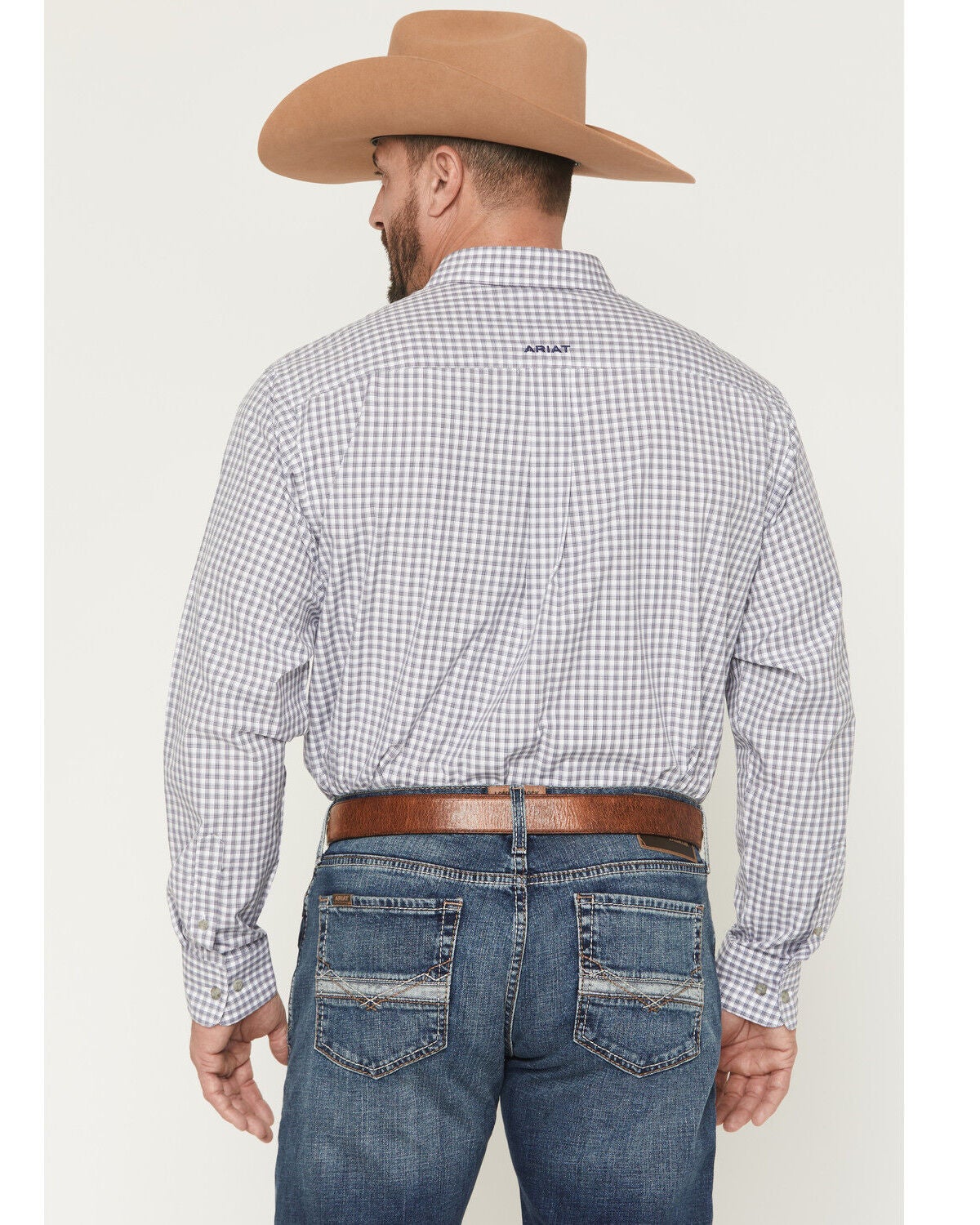 Image #4 - Ariat Men's Pro Series Blaire Plaid Print Long Sleeve Button-Down Western Shirt - Tall, Grey, hi-res