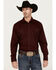 Image #1 - Wrangler Men's Geo Print Long Sleeve Snap Western Shirt, Burgundy, hi-res