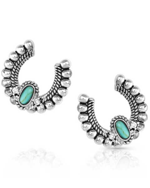 Image #1 - Montana Silversmiths Women's Lucky Roads Turquoise Earrings, Silver, hi-res