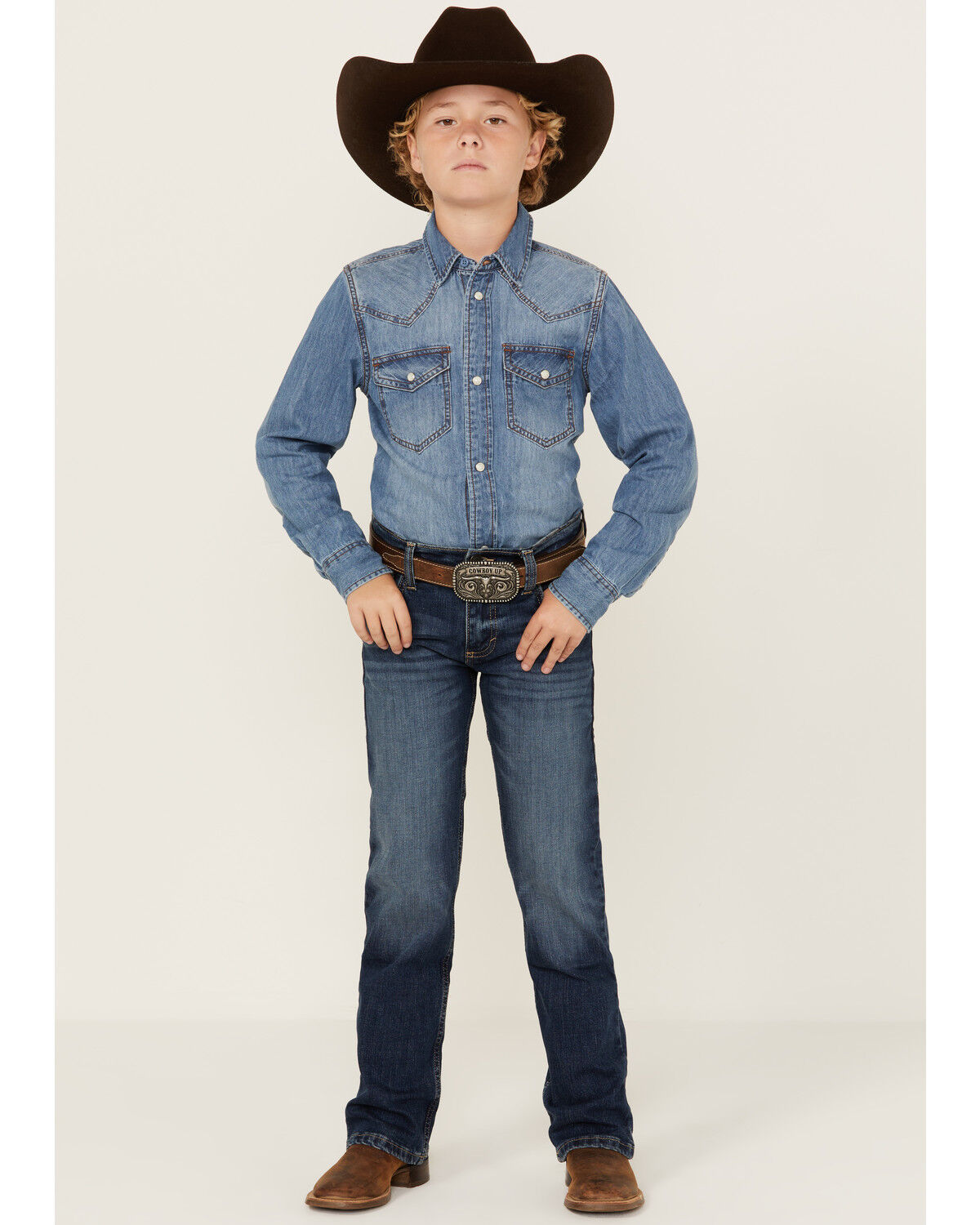 Image #1 - Wrangler 20X Boys' Dark Wash Range Vintage Bootcut Jeans, Dark Wash, hi-res
