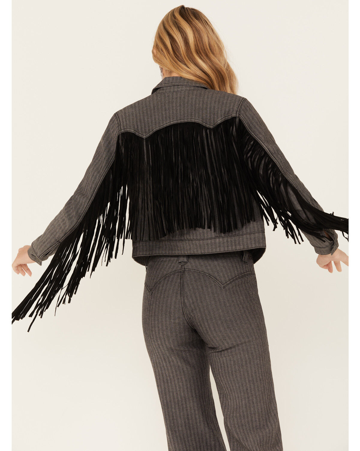 Image #4 - Idyllwind Women's Annex Herringbone Fringe Jacket, Black, hi-res
