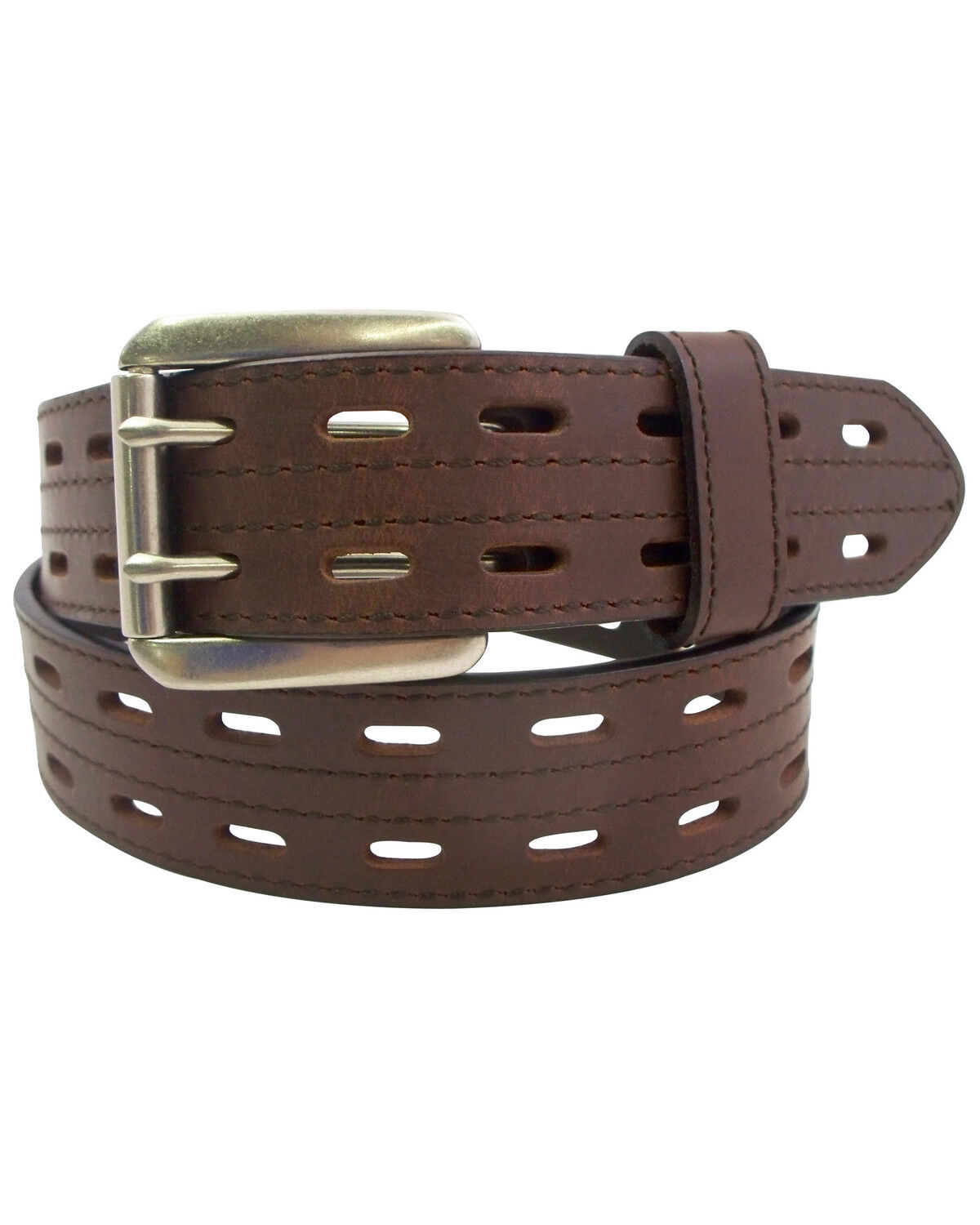 Image #1 - Danbury Men's Leather Prong Rollar Bar Work Belt, Brown, hi-res