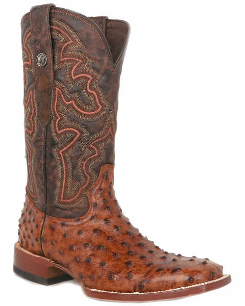 Image #1 - Tanner Mark Men's Ostrich Print Western Boots - Square Toe, , hi-res