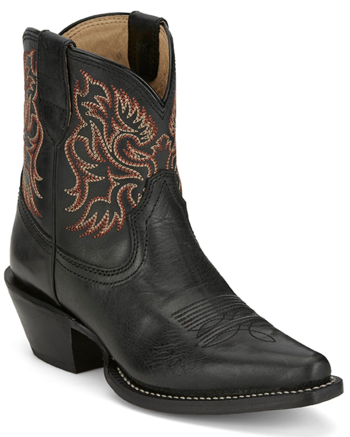 Image #1 - Tony Lama Isabella Western Booties - Snip Toe, Black, hi-res
