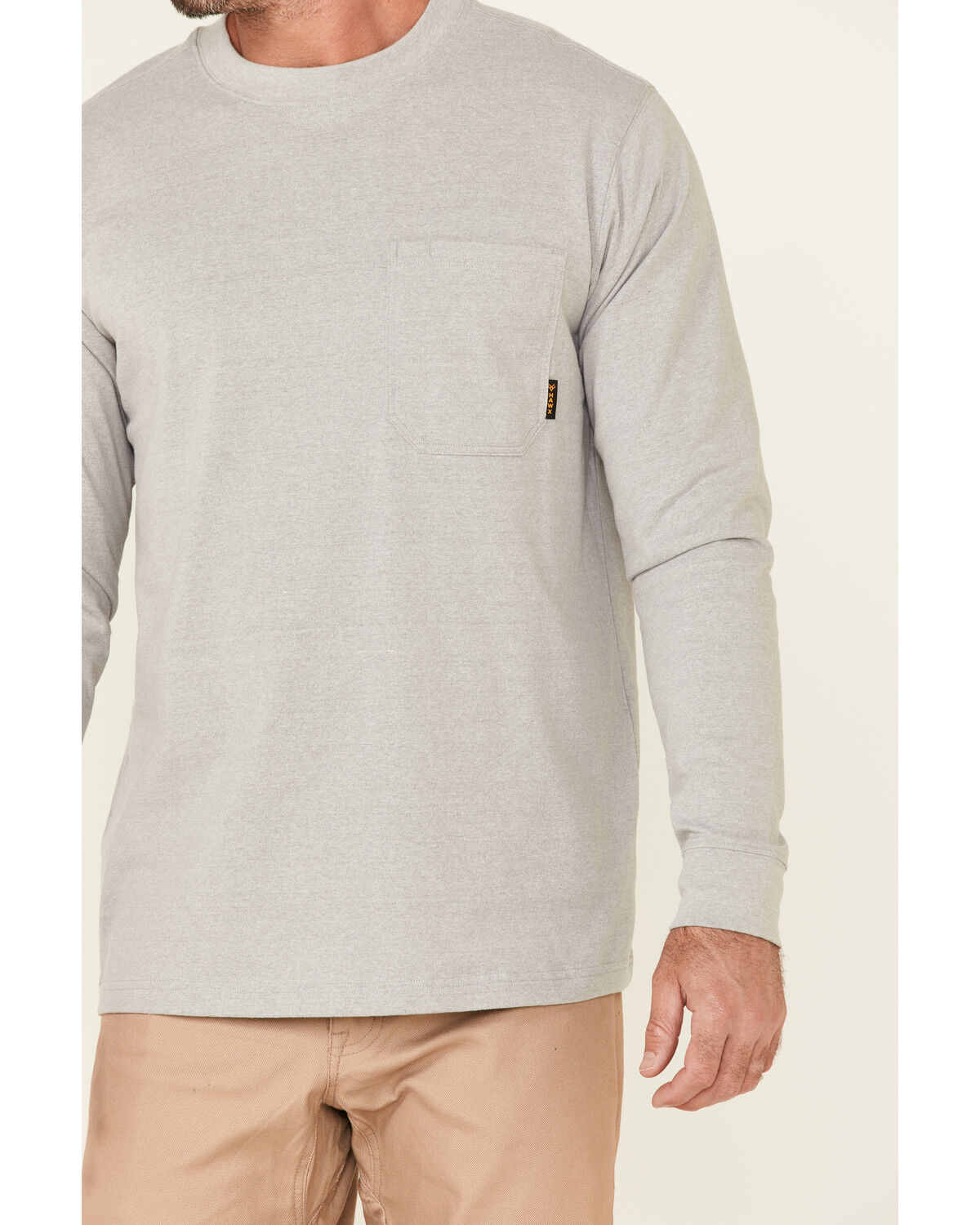 Image #3 - Hawx Men's Solid Light Gray Forge Long Sleeve Work Pocket T-Shirt, Light Grey, hi-res
