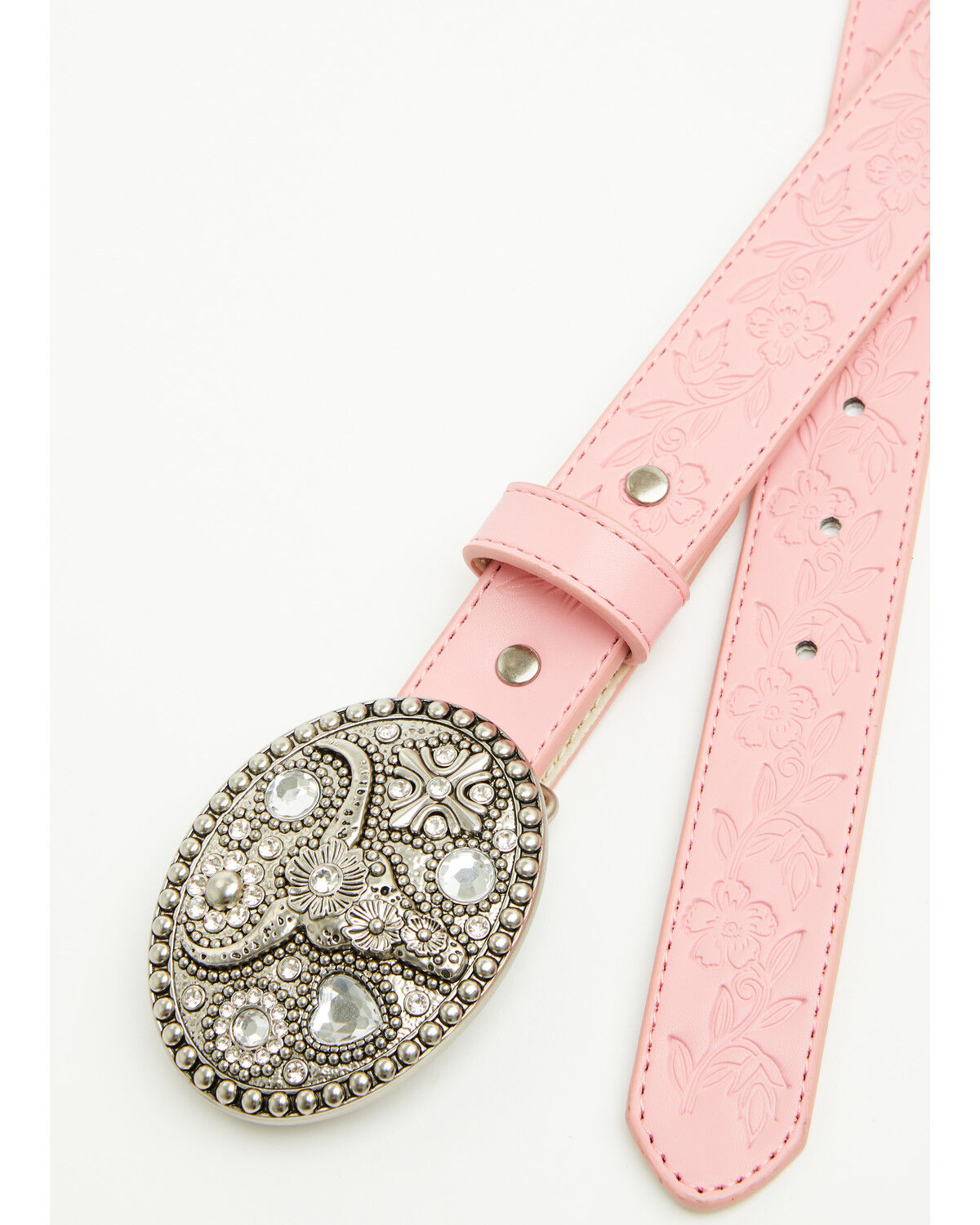 Image #2 - Shyanne Girls' Longhorn Bling Buckle Belt, Pink, hi-res