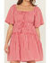 Image #3 - Blue B Women's Gingham Short Sleeve Tie-Front Mini Dress, Red, hi-res