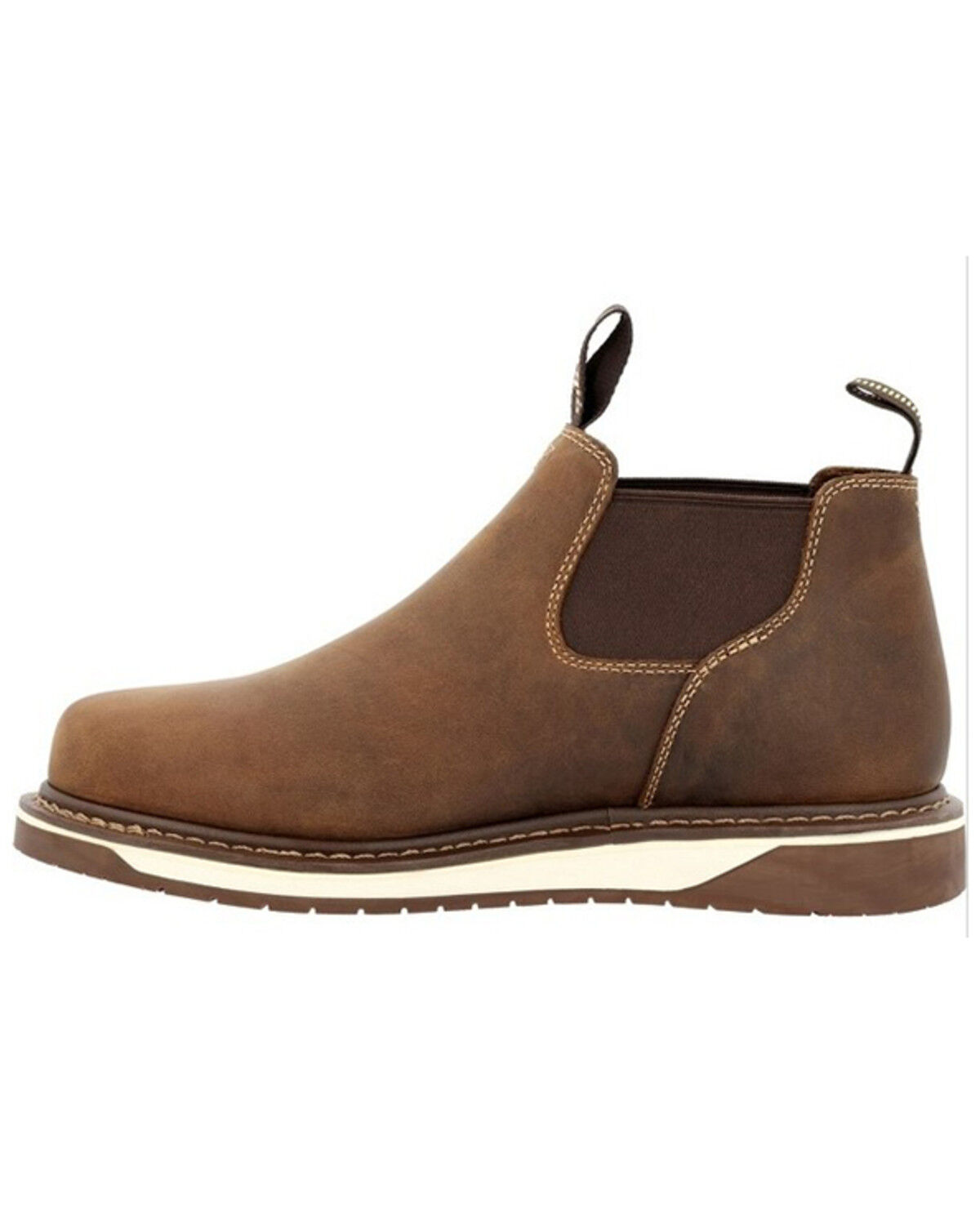 Image #3 - Georgia Boot Men's AMP LT Wedge Chelsea Romeo Work Boot - Round Toe, Brown, hi-res