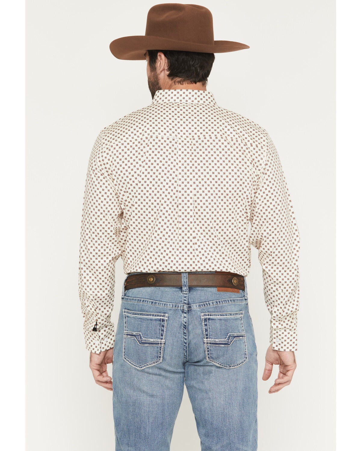 Image #4 - RANK 45&reg; Men's Cowboy Trail Geo Print Long Sleeve Button-Down Stretch Western Shirt, Cream, hi-res