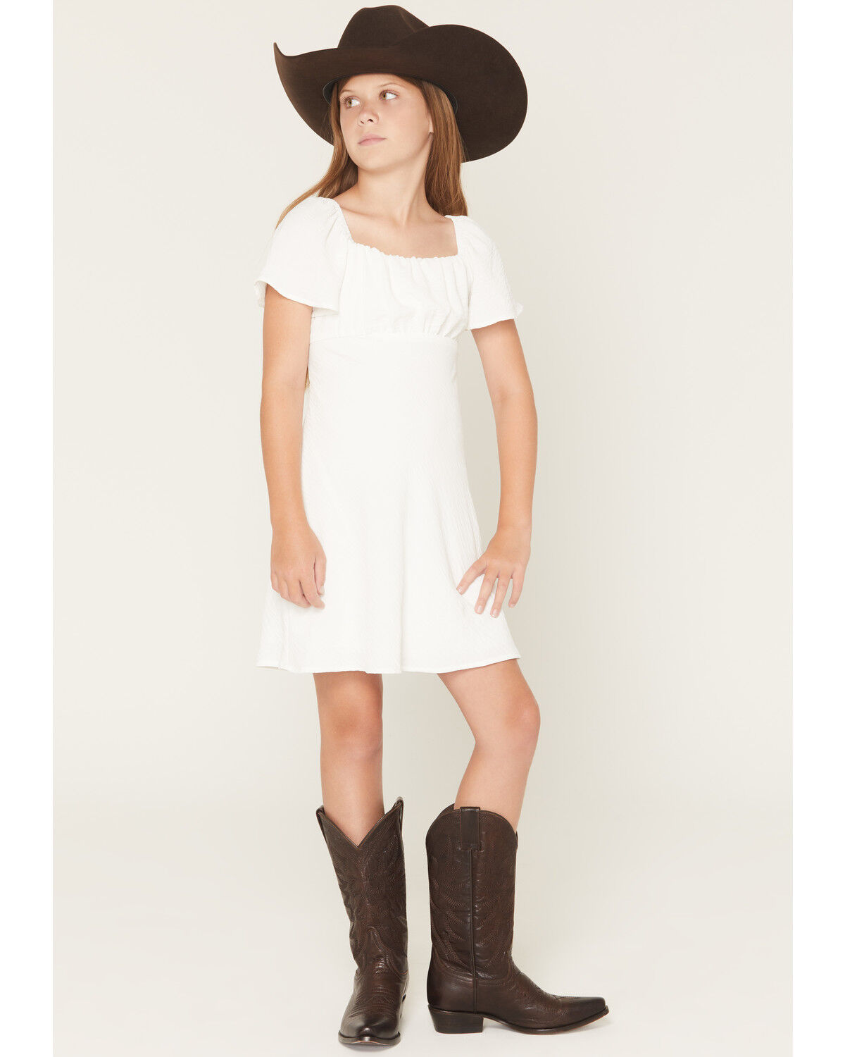 Image #1 - Originality Girls' Emma Tie Back Dress, White, hi-res