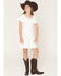 Image #1 - Originality Girls' Emma Tie Back Dress, White, hi-res