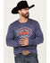 Wrangler Men's Authentic Western Denim And Eagle Long Sleeve Graphic T-Shirt, Heather Blue, hi-res