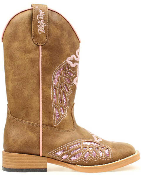 Image #1 - Blazin Roxx Girls' Gracie Wings and Cross Inlay Boots, Brown, hi-res
