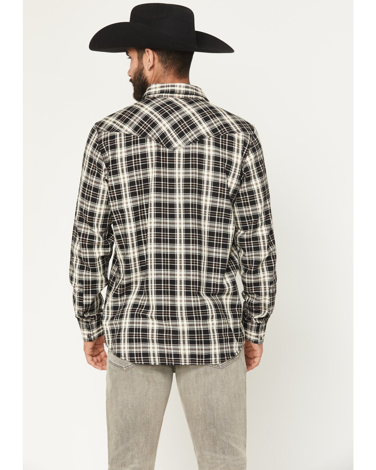 Image #4 - Moonshine Spirit&reg; Men's Viper Dobby Plaid Print Long Sleeve Snap Western Shirt, Black, hi-res