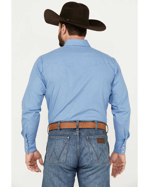 Image #4 - Ely Walker Men's Geo Print Long Sleeve Pearl Snap Western Shirt, Blue, hi-res