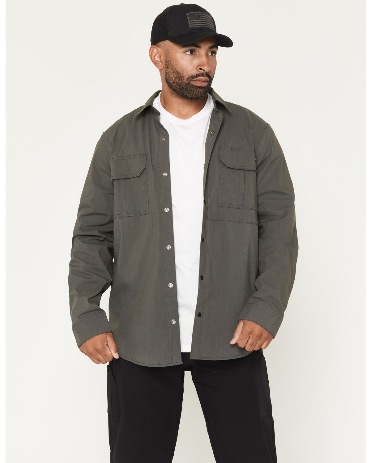 Dickies Men's Tradebuilt Utility Long Sleeve Snap Stretch Work Shirt, Slate, hi-res