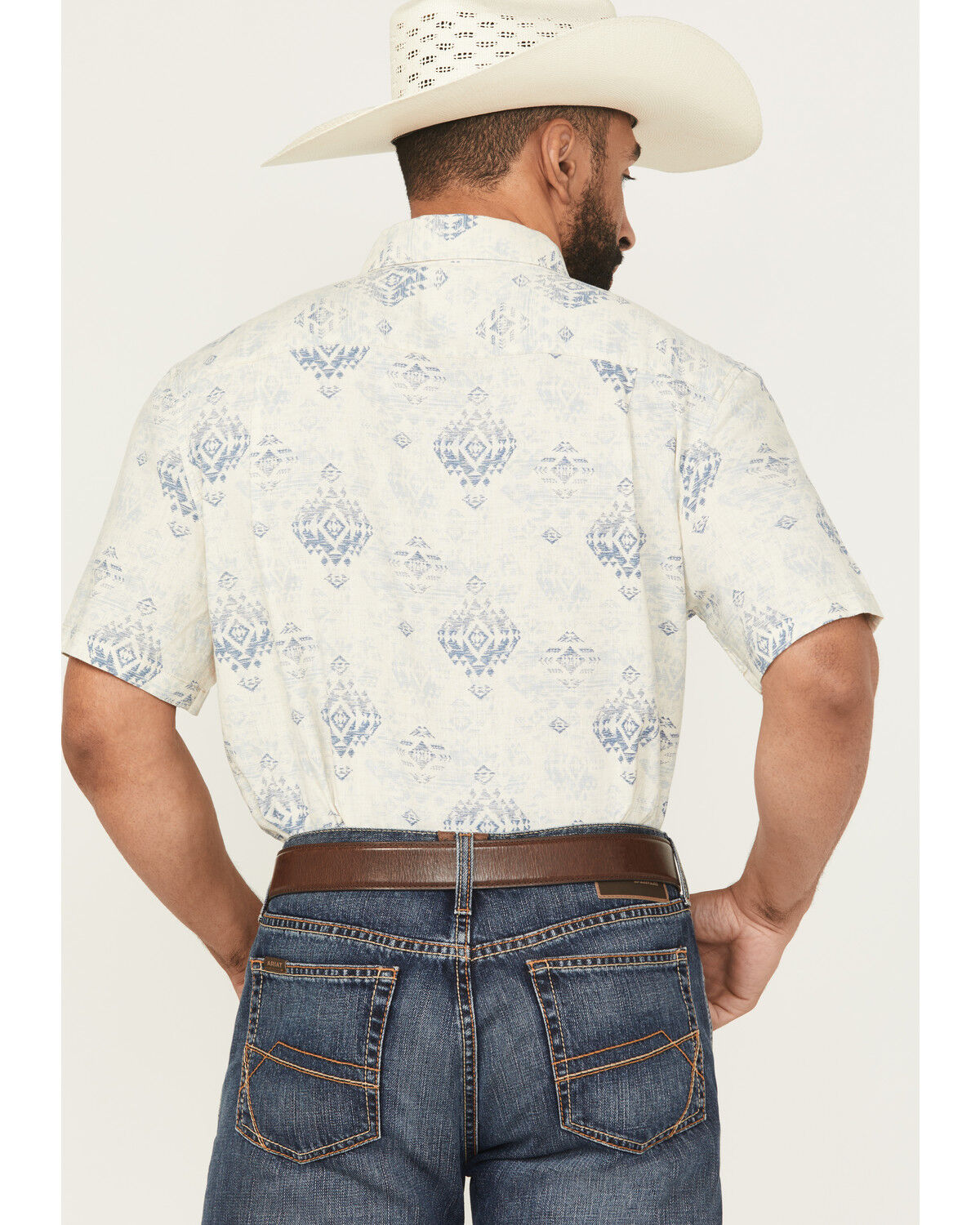 Image #4 - Pendleton Men's Dawson Linen Medallion Print Short Sleeve Button-Down Western Shirt, Oatmeal, hi-res