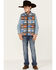 Hooey Boys' Southwestern Print Reversible Zip-Front Vest, Charcoal, hi-res